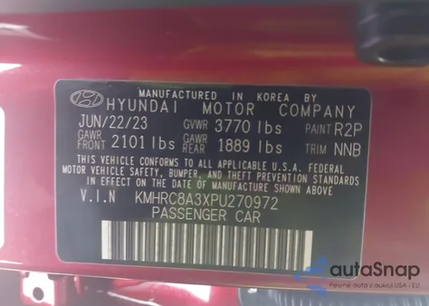 2023 Hyundai Venue Limited from USA, damaged, VIN KMHRC8A3XPU270972